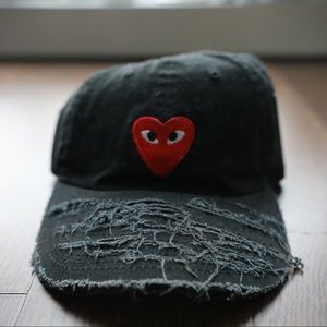 Comme Des Garcons Play Black and Red Heart Hat